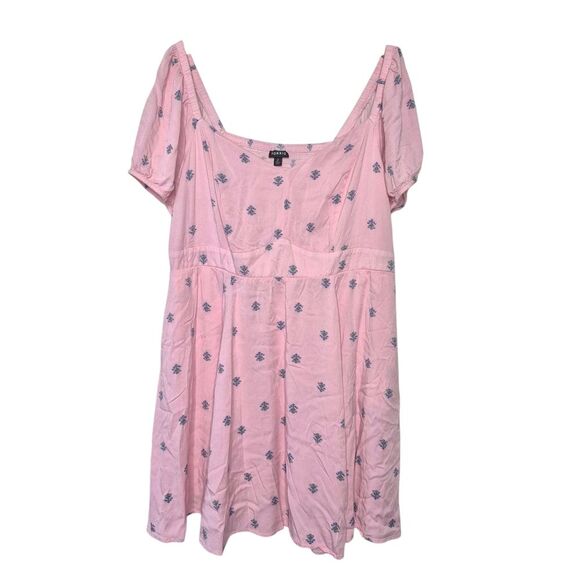 Torrid Mini Stretch Challis Sweetheart Skater Dress Pink Flirty Plus Size 2X - Picture 3 of 7